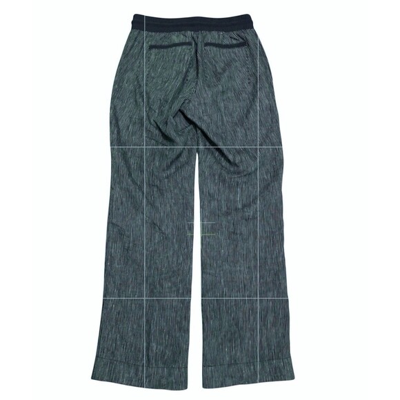 ATHLETA Blue/White Pinstripe Bali Pull On Trouser Pants 100% Linen Nautical Sz 4 - Picture 4 of 6